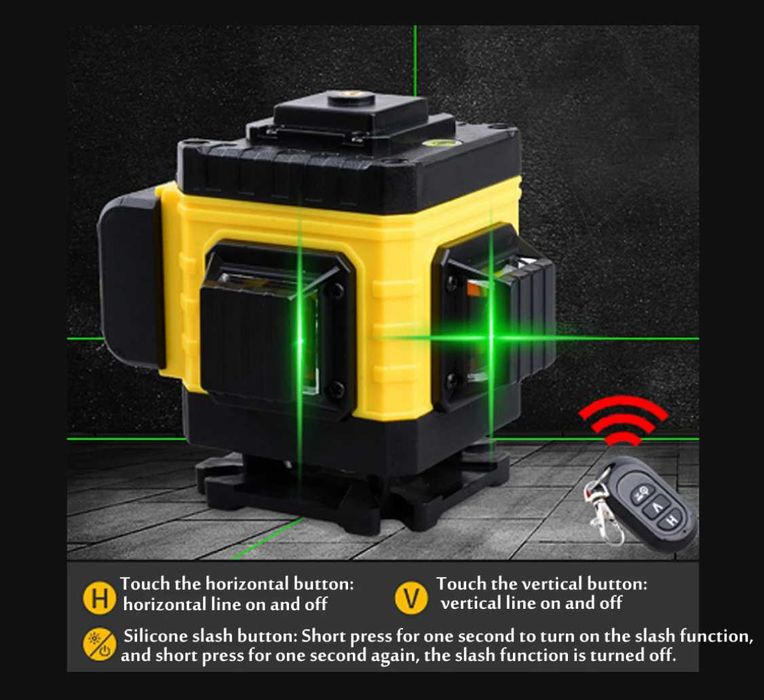 * NIVELA LASER 16 Linii 4D 360° Profesionala, 2 acumulatori, Model NOU