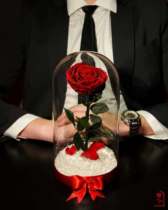 Естествена Вечна Роза в Стъкленица / Подарък за Рожден Ден на Жена