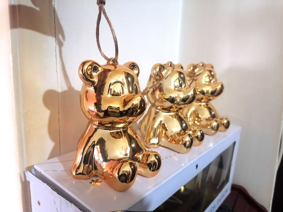 Уникални Дизайнерски Златни Коледни Мечета-LINDA FARROW