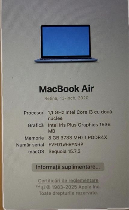 Macbook Air 2020 i3