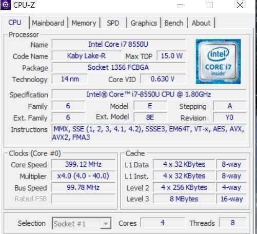 Laptop Asus Intel i7-8550U