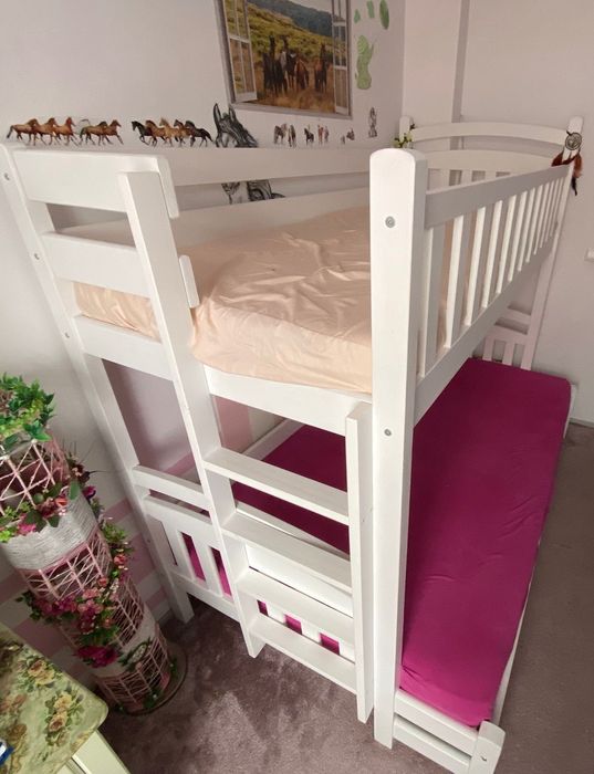 Pat suprapus copii  din lemn masiv