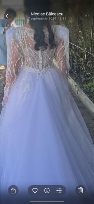 Rochie mireasa sirena cu trena lunga detasabila