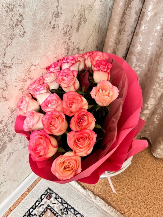 Цветы 21 штук роза свежие