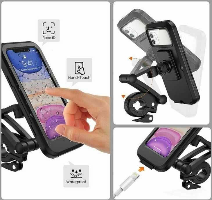 Suport telefon pentru ghidon inaltime reglabila rotativ 360 rezistent la apa