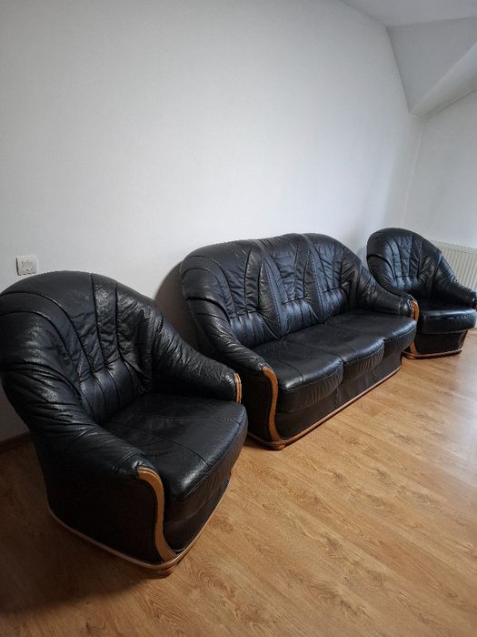 Set canapea și fotolii piele naturala