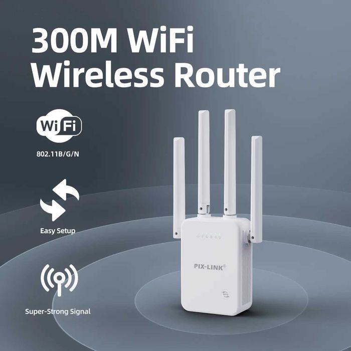 Безжичен WiFi Repeater 300Mbps,мрежов  усилвател PIX-LINK WR09