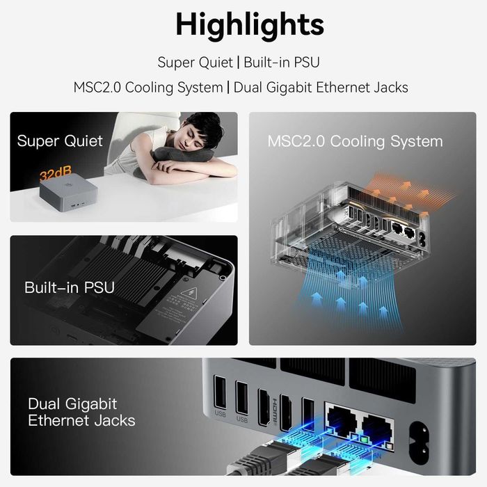 Mini PC Мини Пк Beelink EQR7 AMD Ryzen 7 7735U 32GB LDDR5 / 1TB SSD