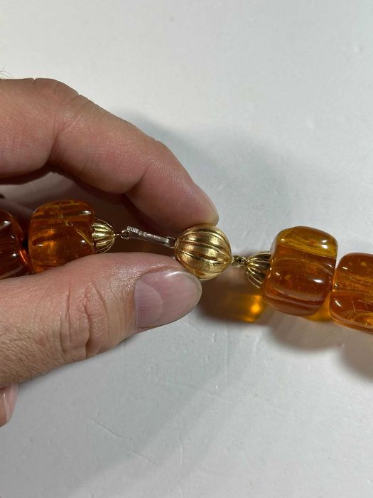 COLIER CHIHLIMBAR Natural + AUR 18K (5g.) - AMBRA - Sculptat - Vintage