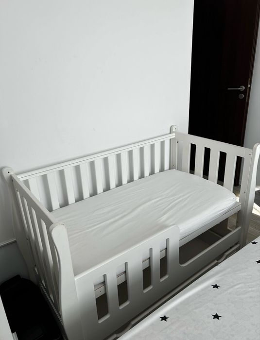 Patut bebe din lemn multifunctional Rigoletto + Saltea Cocos - MAMO-TATO