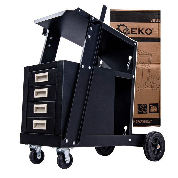 Carucior pentru aparat de sudura cu maner si 4 sertare