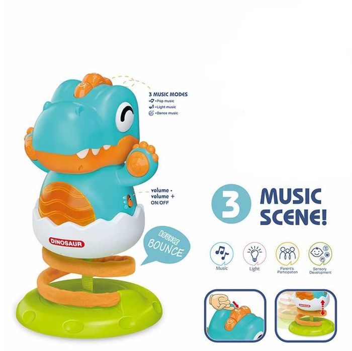 Подскачащ Динозавър с музика и светлини