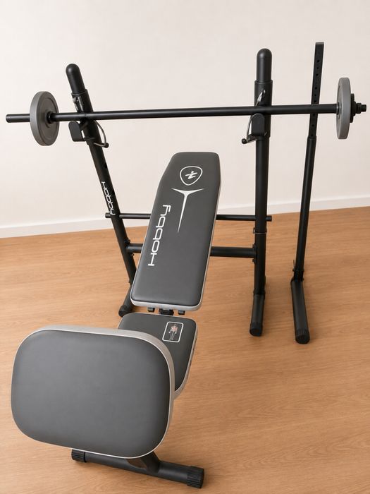 Bancă fitness Hobbyfit cu suport halteră + bară și greutăți