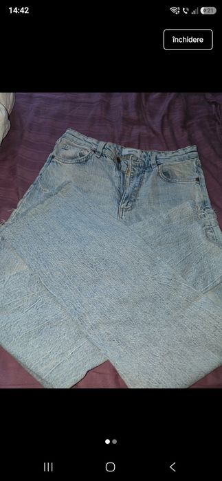 Blugi Damă Reserved High Waist Baggy, Denim Deschis