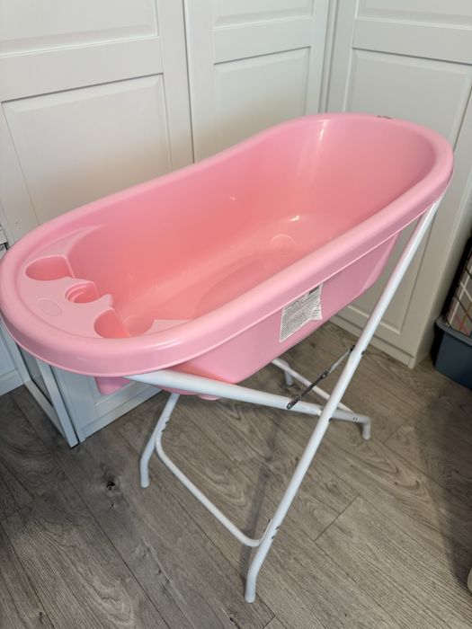 Vand Cadă de baie cu scurgere și suport Lorelli - 88 cm, Nordic Pink
