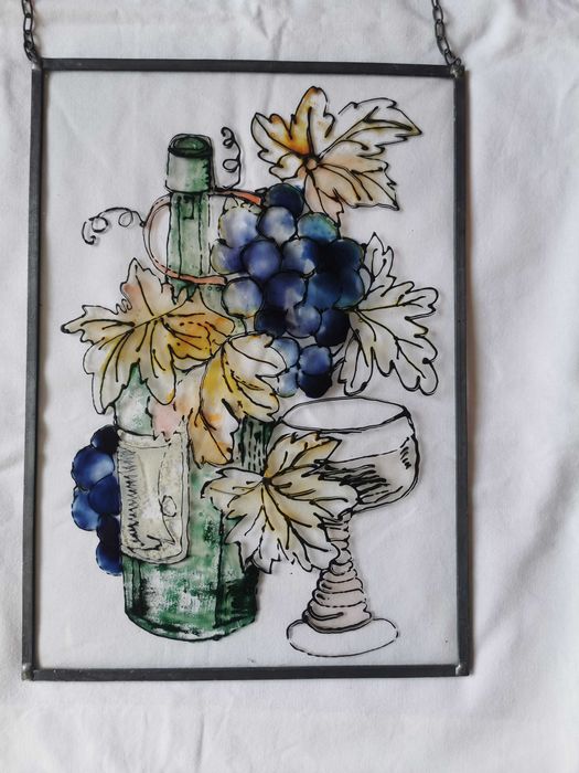 Pictura pe sticla cu rame metalice si lantisoare -2 tablouri