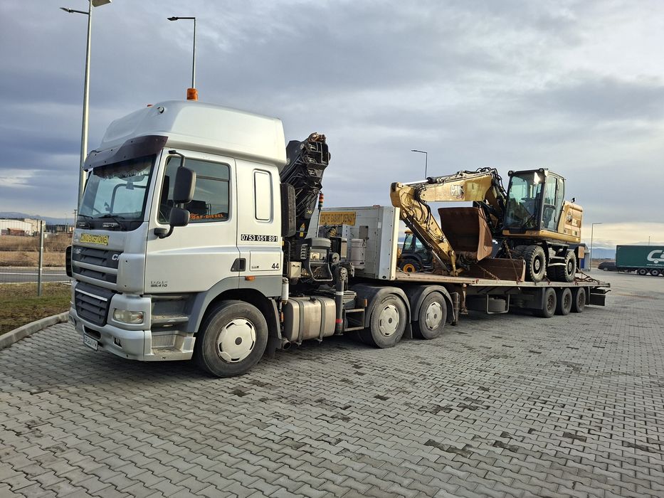 Transport containere,buldo excavatoare,utilaje,tractoare,inchiriez platforma trailer