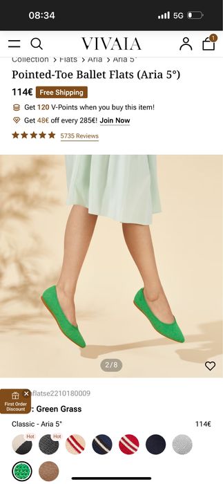 Vivaia balerini verzi, noi