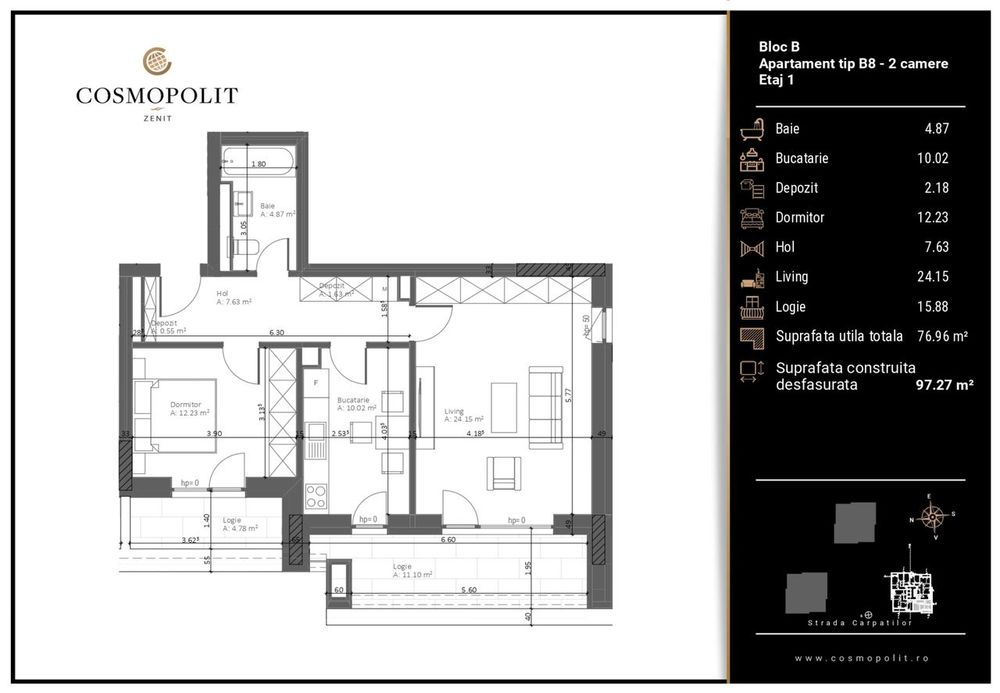 Zenit - 2 camere, etaj 1, bloc B