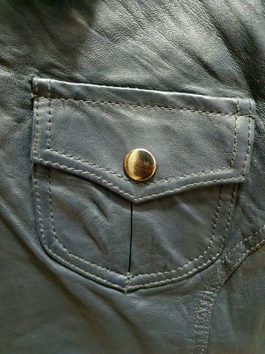 Geaca piele bleumarin