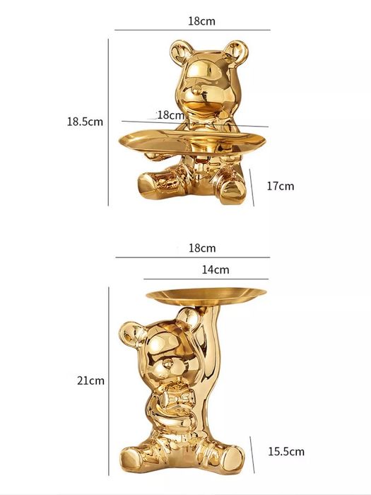 Статуэтка интерьерная копилка медведь с подносом