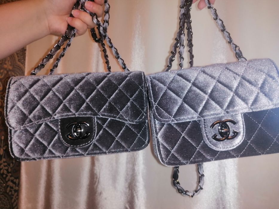 Сумочка бархатная с цепью. Большой и маленький