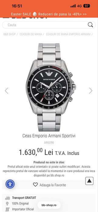 Vand ceas Emporio Armani  in stare excelenta