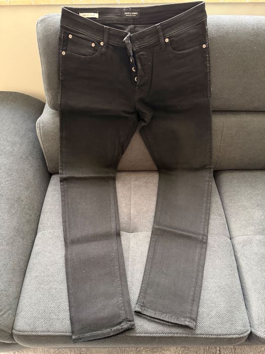 Нови черни дънки Jack & Jones Slim Fit размер 34