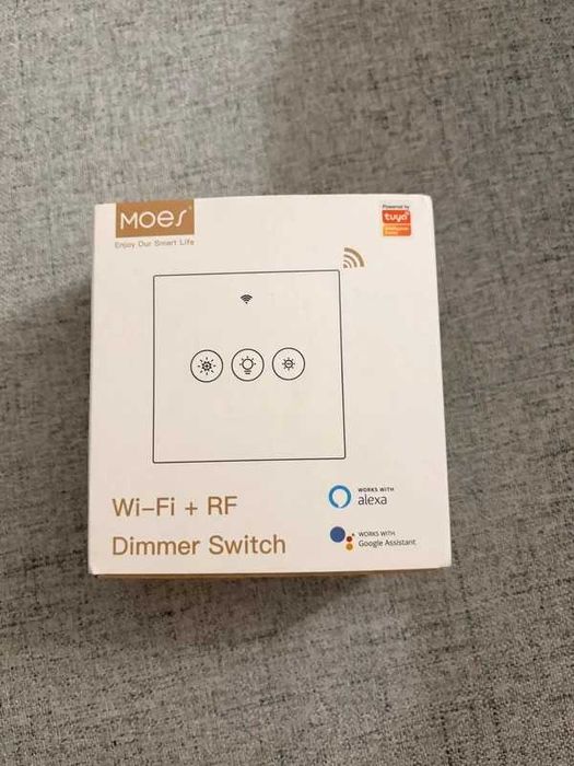 Intrerupator Smart WiFi cu dimmer integrat, compatibil Tuya, Alb