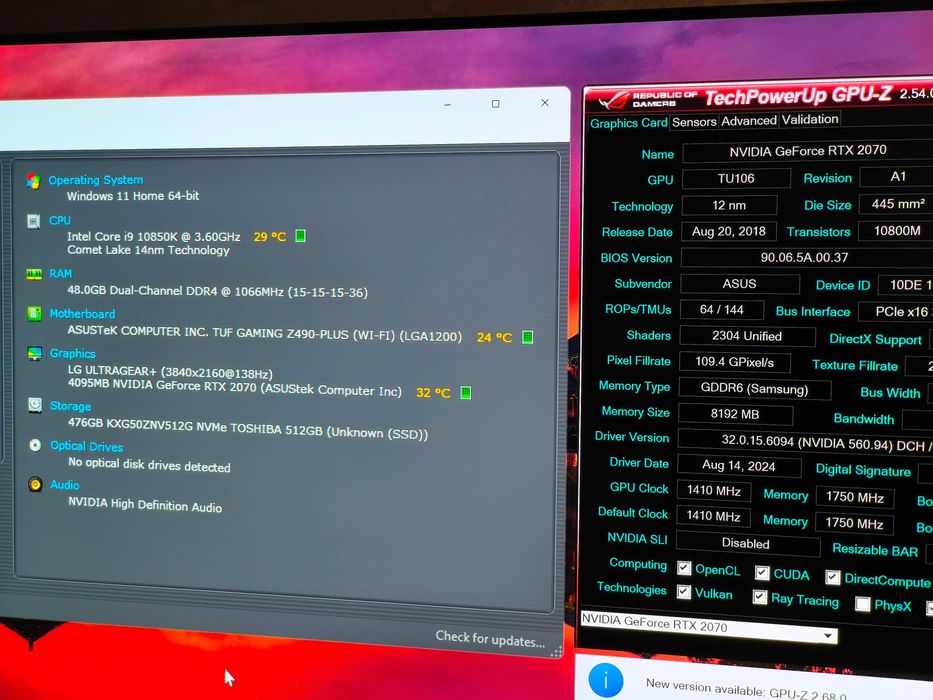unitate gaming intel i9 10850k 48gb ssd 512gb rtx 2070