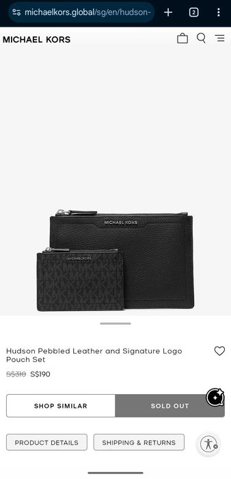 Michael Kors комплект чантичка и портмоне: Hudson Pebbled Leather and Signature Logo Pouch Set