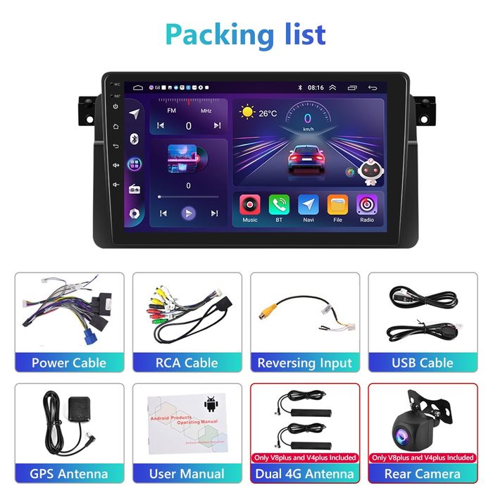 Navigatie BMW E46 (1998-2005) cu Android 13, 4GB 64 GB ecra