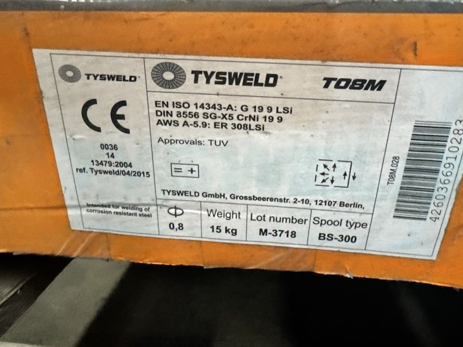 Sârmă de sudură TYSWELD T08M / ER 308LSi (0,8 mm / 15 kg)