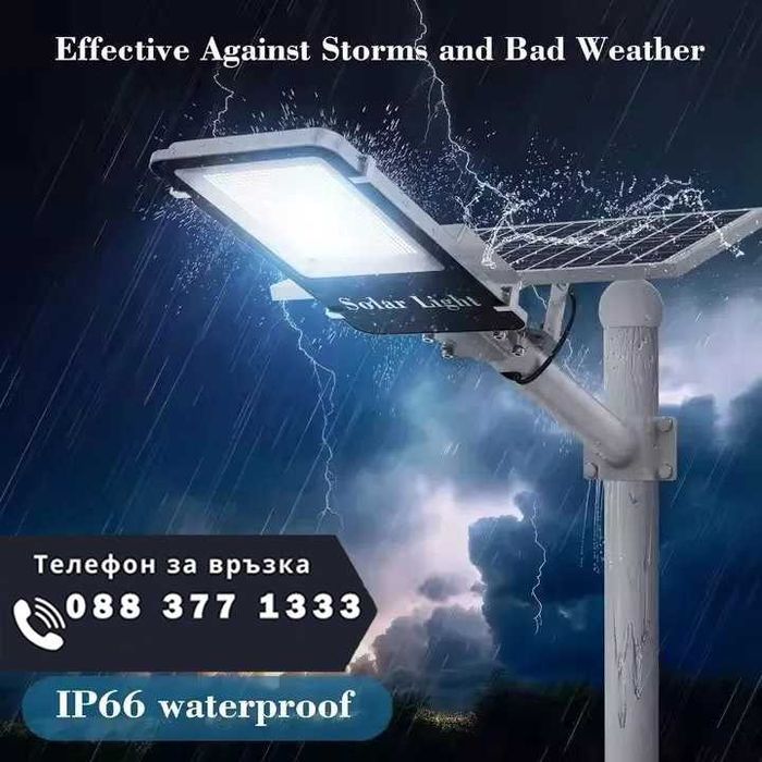 НЕКСКА Улична Соларна Лампа JORTAN С Панел И Стойка 1800W + ЛЕД ФЕНЕР