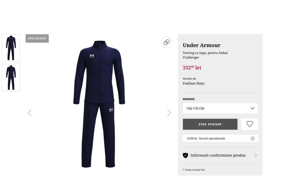 Trening Under Armour masura 160-170 cm