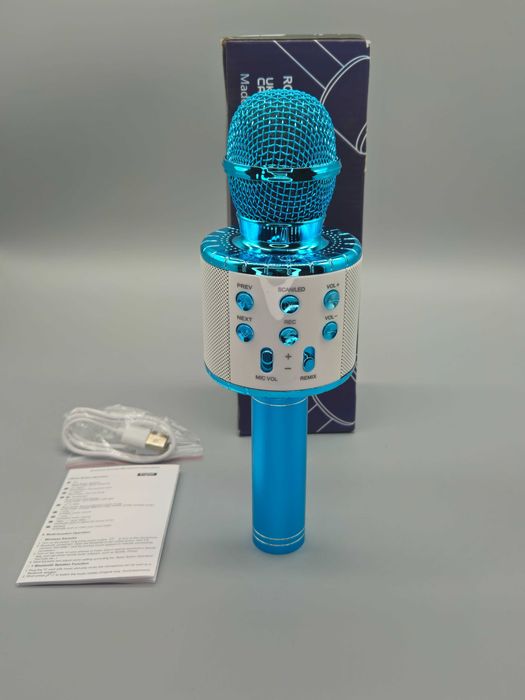 Безжичен караоке микрофон(Bluetooth)- вграден говорител и LED светлини