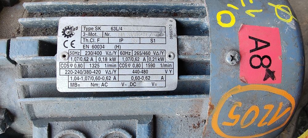 Motor electric trifazat cu reductor, 0.18kW, 17rpm, 380V