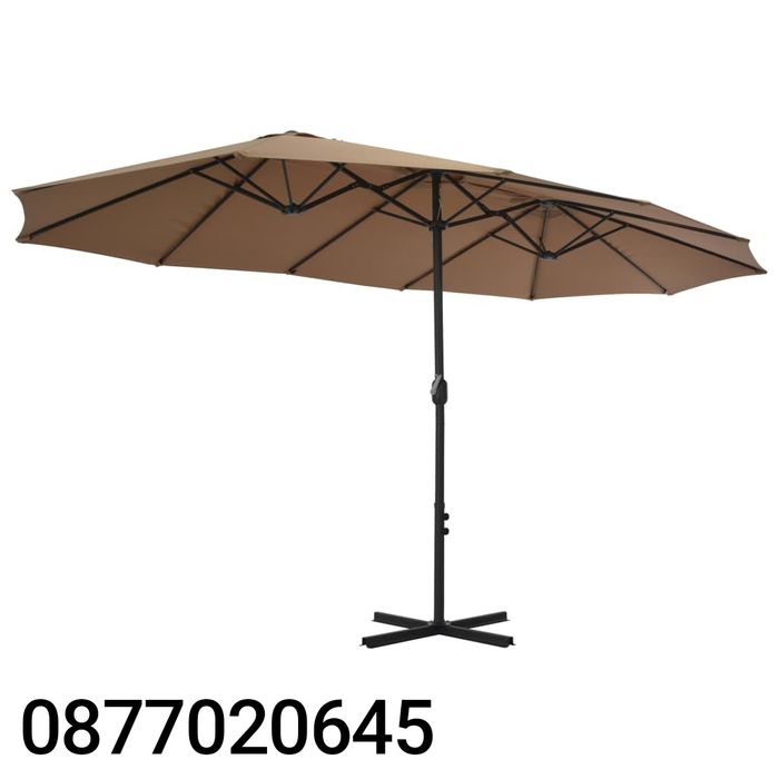 Градински чадър  UV защита, 460x270x240 см, Бежов