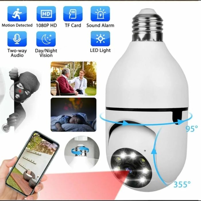 WiFi камера видеонаблюдения-лампочка