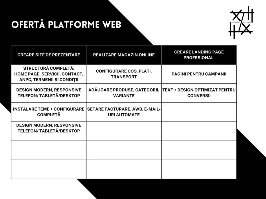 Oferta Servicii Web si Servicii Foto-Video FORBIDDEN ART STUDIO