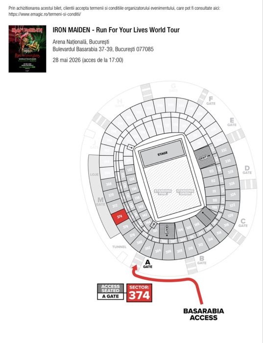 2 bilete Iron Maiden, 28 mai