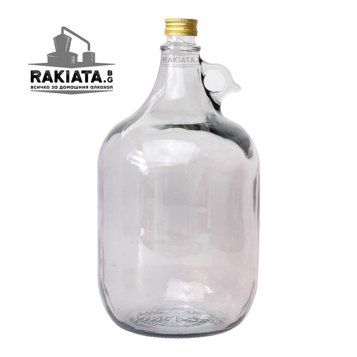Стъклена бутилка-дамаджана 5л.- метална капачка за вино/ракия 23204176
