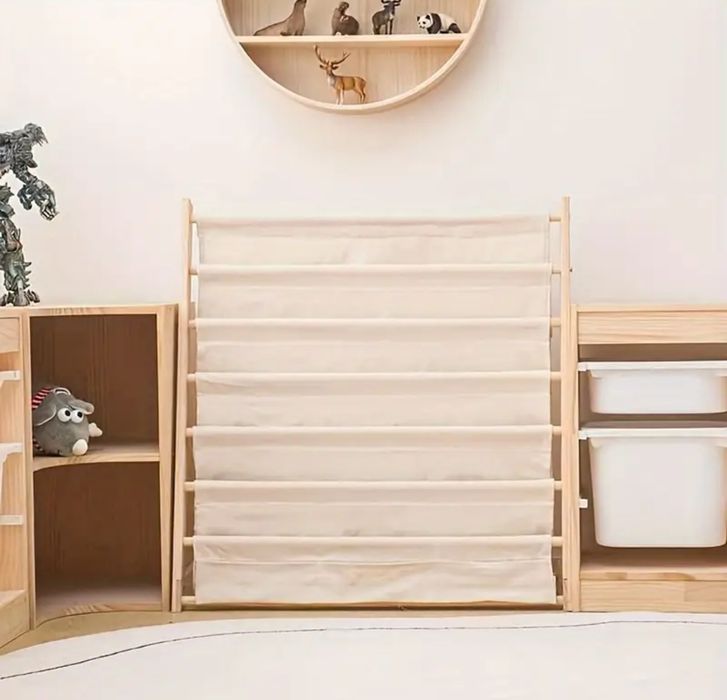 Голяма дървена детска библиотека за деца по Монтесори етажерка книги