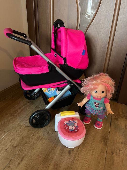 Количка за кукли chicco + кукла, baby born тоалетна