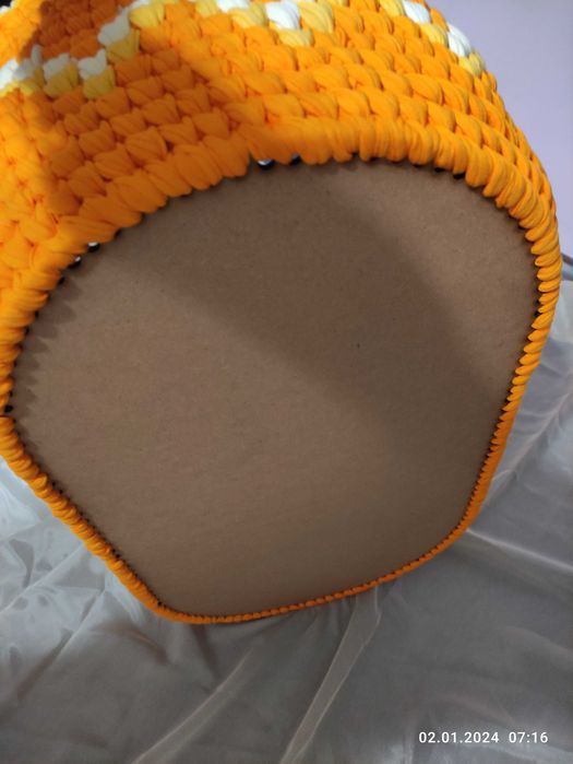 Бебешки кош за новородено, ръчно изработен, плетен кош, 70х40см, ново