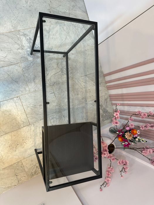 Masă laptop, negru-maro/sticlă