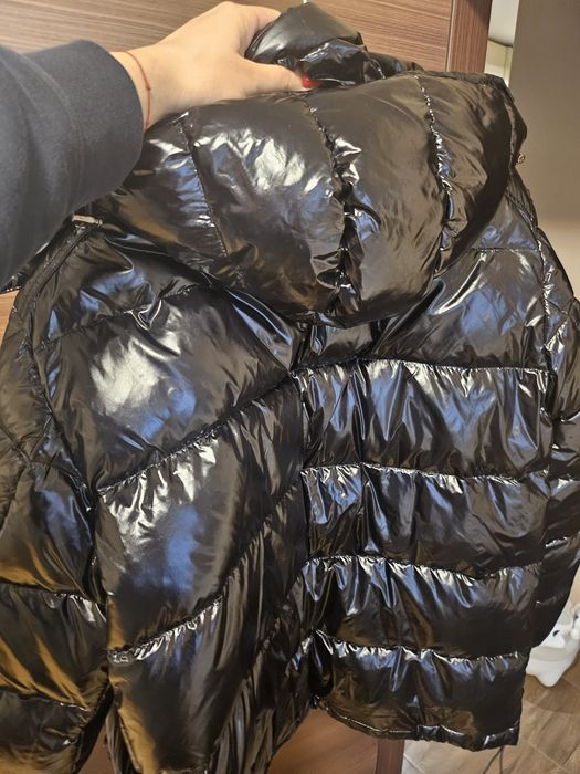 Мъжко яке, ново. Телешка кожа марково 3ххл, естествен пух. Moncler хл