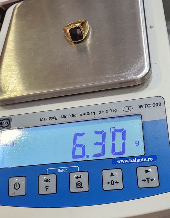 Ghiul bărbătesc din aur 14K cu onix negru – mărimea 59, gramaj 6,30 gr