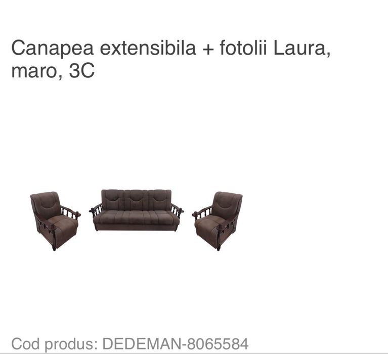 Canapea extensibila cu fotolii - stare ca noua