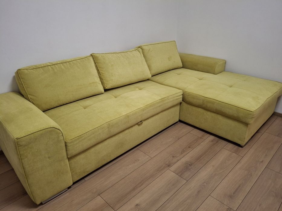Canapea colțar extensibil galben